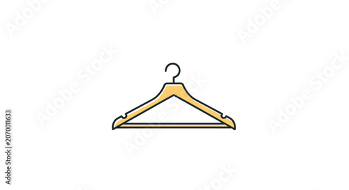 A simple yellow clothes hanger isolated on a plain white background
