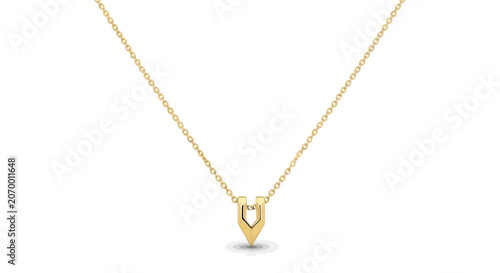 A delicate gold necklace featuring a minimalist geometric pendant on a thin chain