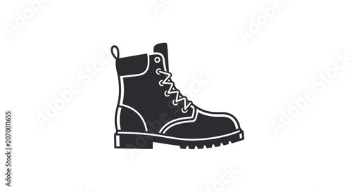 A simple black and white icon of a sturdy leather work boot