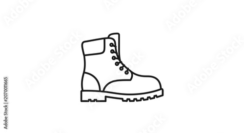 A simple black and white line drawing of a sturdy leather work boot