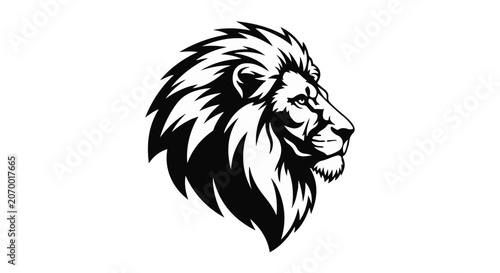 Lion head silhouette represents strength and leadership in a creative design.