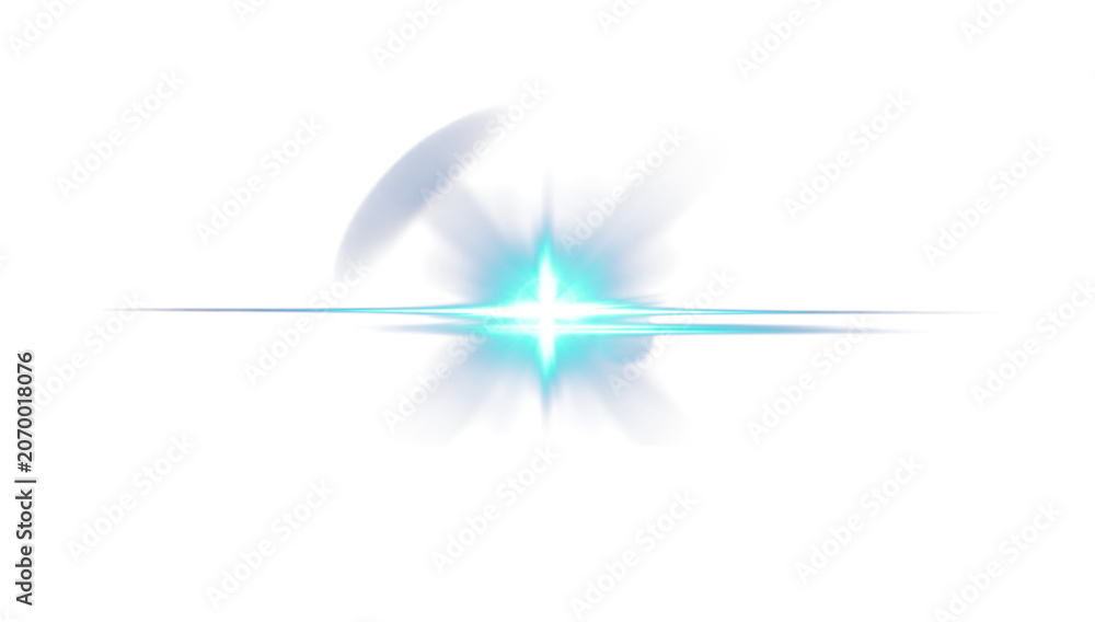 Obraz premium Bright Cyan Starburst Lens Flare Effect on Transparent Background
