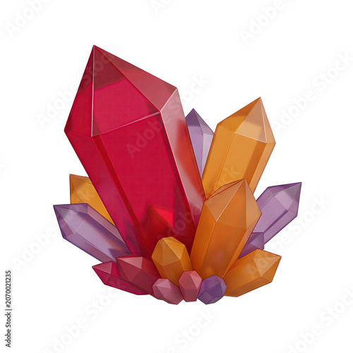 Cluster of colorful translucent crystals