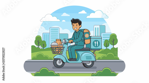 A delivery person rides a scooter with food (12)