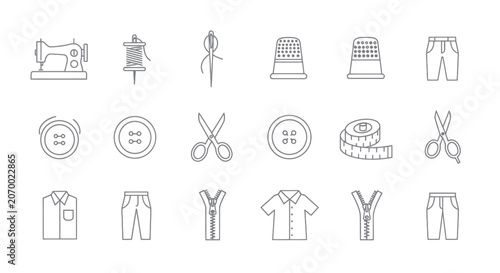 Konstfotografi Sewing and Tailoring Tools Icon Set