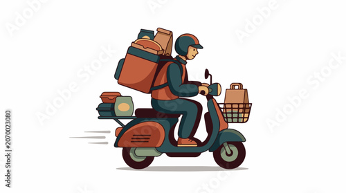 A delivery person rides a scooter with food (20)