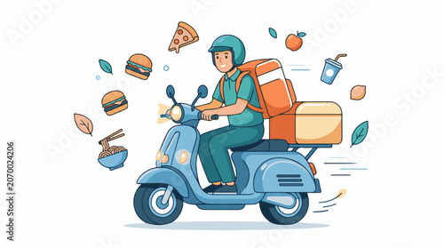 A delivery person rides a scooter with food (7)