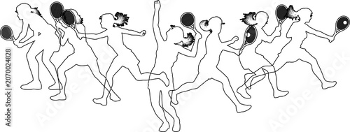 Silhouette Tennis players s...