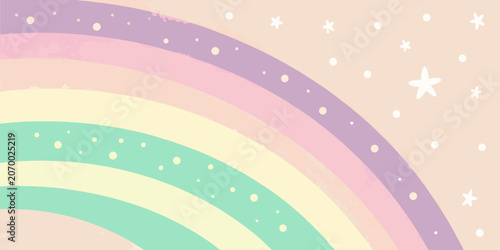Pastel rainbow background with stars and dots in soft dreamy aesthetic style background colorful illustration wallpaper childish aesthetic cheerful whimsical abstract creative backdrop