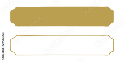 Horizontal frame banner in solid and outline design, Elegant ornamental text box frame, Vintage curved plaque banner