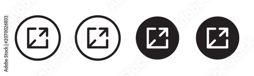 Schilderij op canvas Fullscreen and maximize icons set with circular buttons for web development and interface navigation