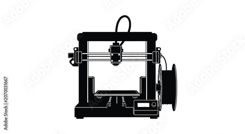 3d printer silhouette on a white background