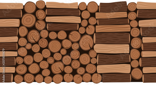 Stack of Wooden Logs.