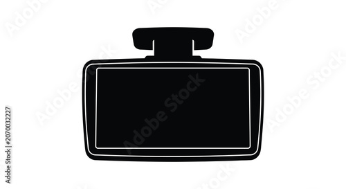 Foto Car rear view mirror with dash cam black silhouette