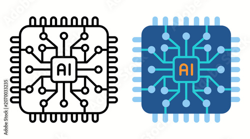 Tableau sur toile Artificial Intelligence Icons in Contrast