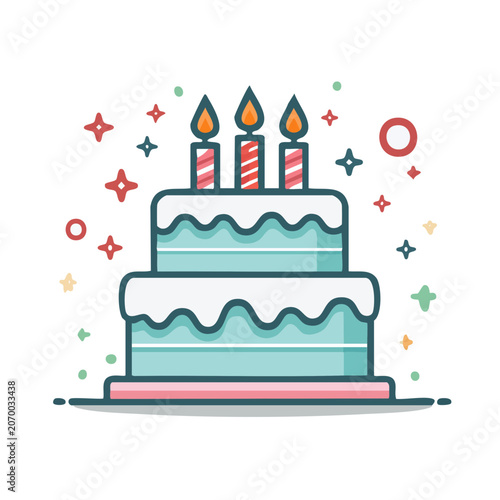 Flat illustration of a birthday cake with candles