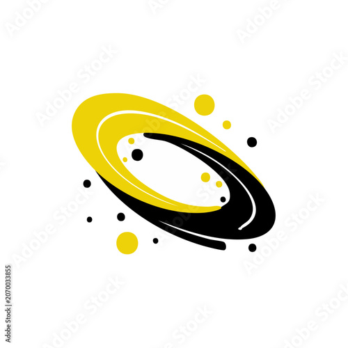 Yellow and black spiral galaxy vector illustration