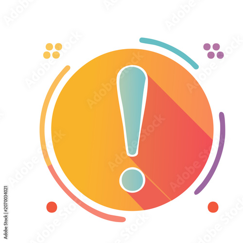 Colorful exclamation mark icon on transparent background