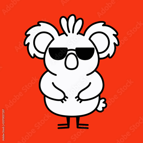 Canvas Print Cartoon Koala Wearing Sunglasses Standing.
