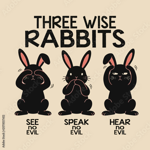 Three Wise Rabbits No Evil.