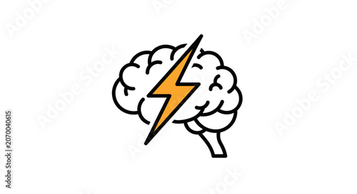 Illustration depicting a brain with a lightning bolt emphasizing mental power and energy