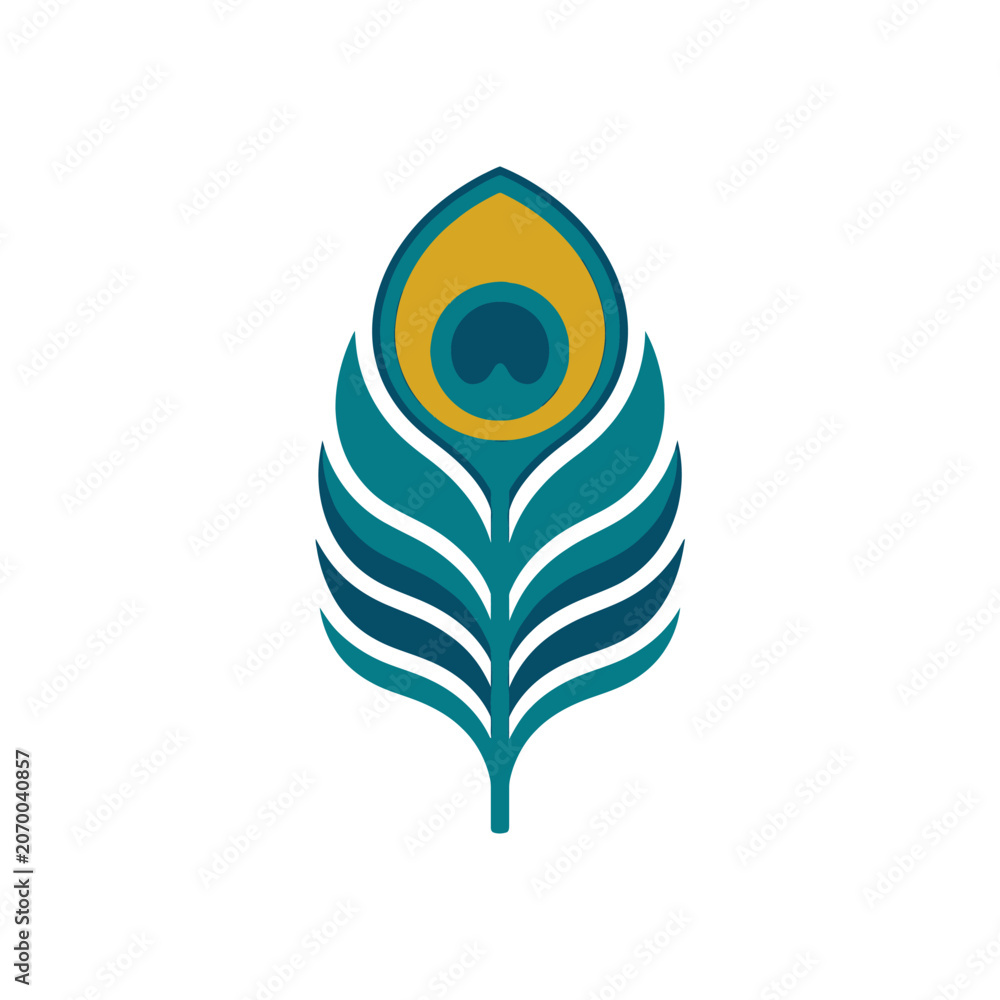 Obraz premium A stylized graphic illustration of a colorful bird feather
