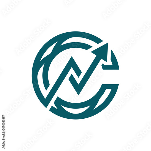 A teal circular icon featuring an upward trending arrow symbol