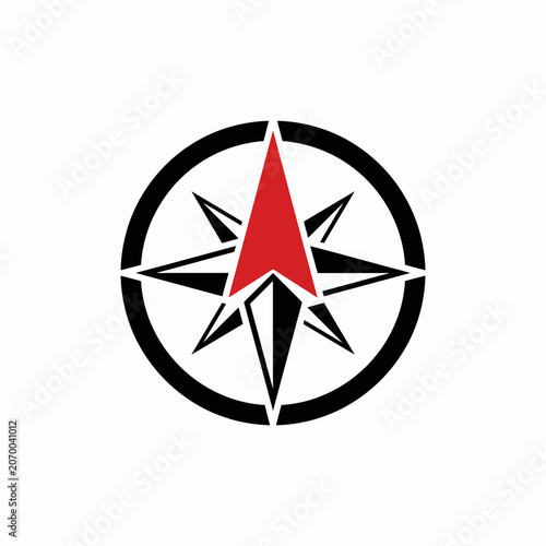 A minimalist graphic illustration of a directional navigation compass symbol