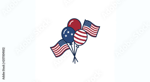USA Patriotic Balloons and Flags