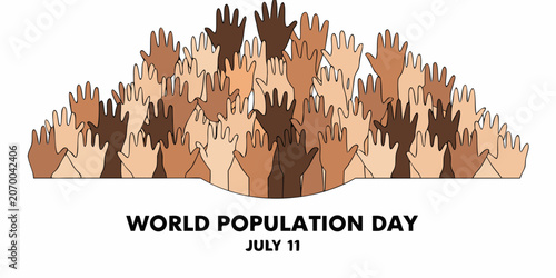 Tableau sur toile Raised hands illustration with diverse skin tones vector graphic