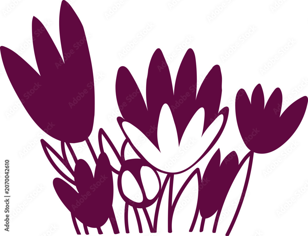 Fototapeta premium Linocut Wildflowers Bouquet