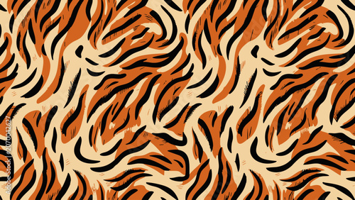 Photography Tiger Stripe Seamless Vector Pattern for Textile Background
