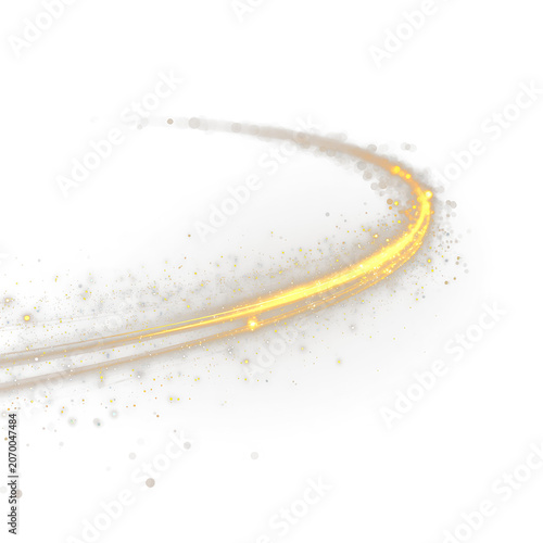 Εκτύπωση καμβά Swirling golden light with sparkles isolated on transparent background, during a