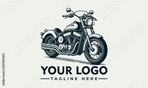 Foto Vintage cruiser motorcycle vector logo illustration for automotive branding