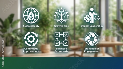 Sustainable Change Management and Corporate Responsibility Icons