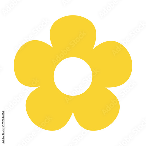 Yellow Blossom Flat Design Icon Vector Isolated on White Background for Floral and Spring Concept