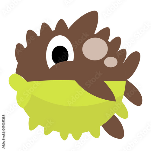 Fotografie Blowfish Flat Design Icon Vector Isolated on White Background for Marine Life an