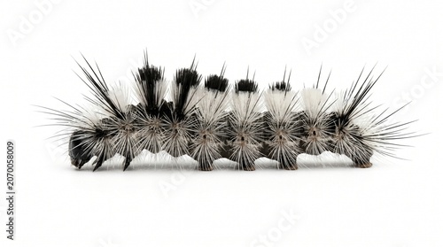 Obraz na płótnie Hickory Tussock Moth Caterpillar Isolated White Background