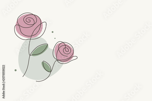 Romantic Rose Pair Illustration, Botanical Floral Artwork, Elegant Greeting Card Background, Feminine Decorative Template