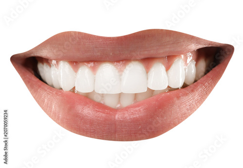 Foto Perfect woman`s smile on white background