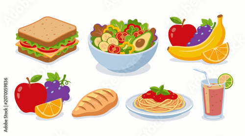 Colorful illustrations of various food items (7)