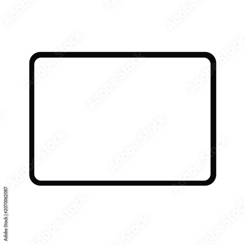 Simple black rounded rectangle outline on a light background, minimal geometric frame template suitable for icons, labels, interface elements, and design layouts.