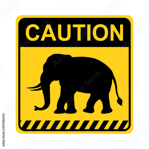 Foto Warning of elephant sign, beware of elephant sign