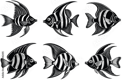 Fish icon vector set isolated on white background. food illustration sign collection.