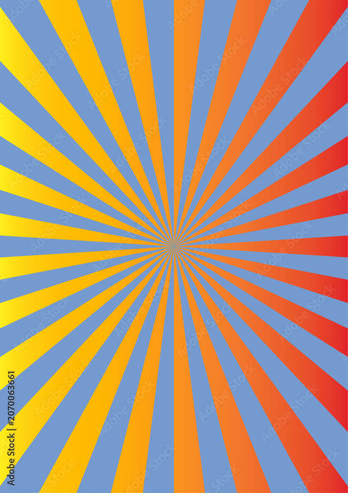 Fototapeta premium Abstract Blue,Red Radial Sunburst Background with Dynamic Striped Rays.
