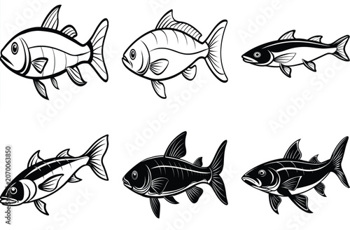 Fish icon vector set isolated on white background. food illustration sign collection.