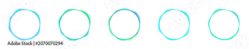 Abstract illustration of a glowing blue circular soundwave representing artificial intelligence voice recognition, smart assistant. Glowing neon blue circle with soft inner pulse frame PNG.