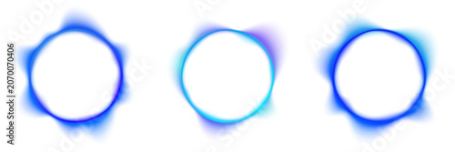 Photos Abstract liquid gradient blue circle displays neon colors, blot drops create reflective highlights
