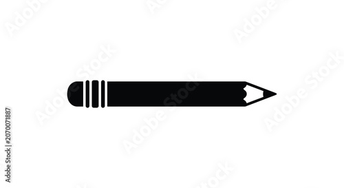 Tableau sur toile A black pencil with silver ferrule and sharpened graphite tip flat silhouette wr