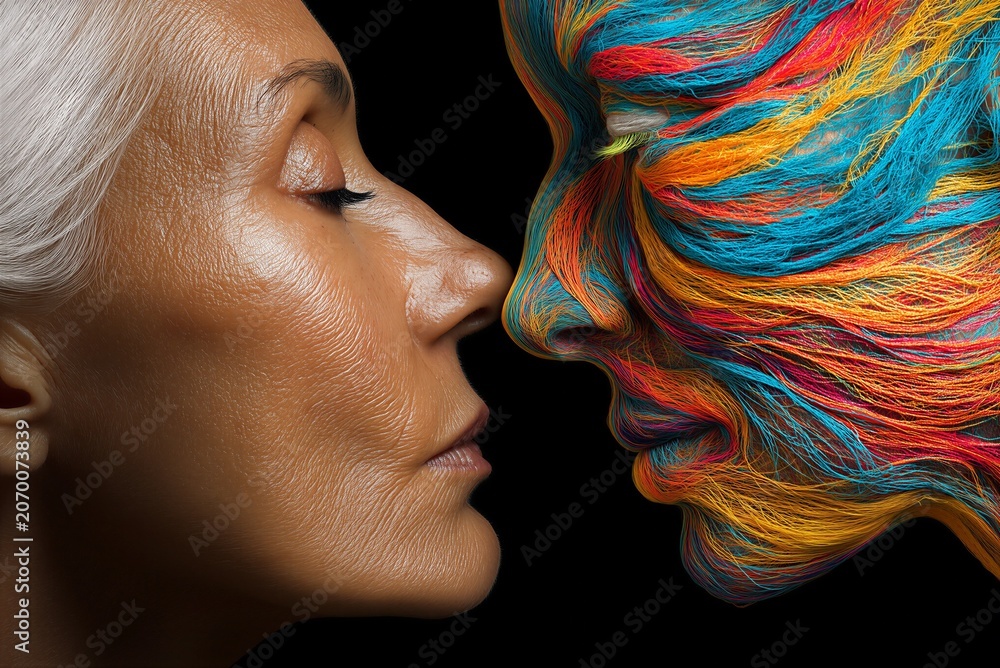 Fototapeta premium Inner Dialogue Between Rational Self and Creative Mind Concept